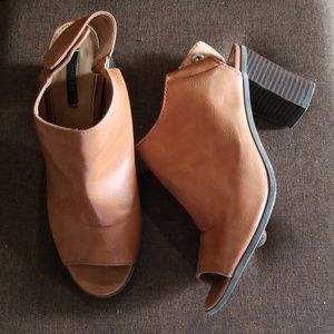 Leather open toe booties